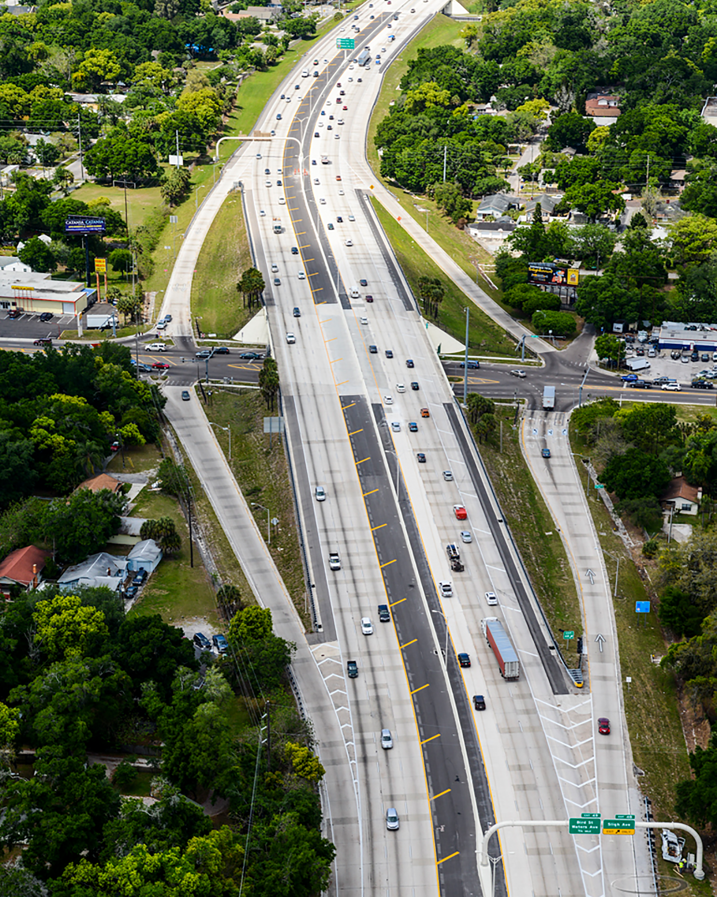 Aerial view of a highway